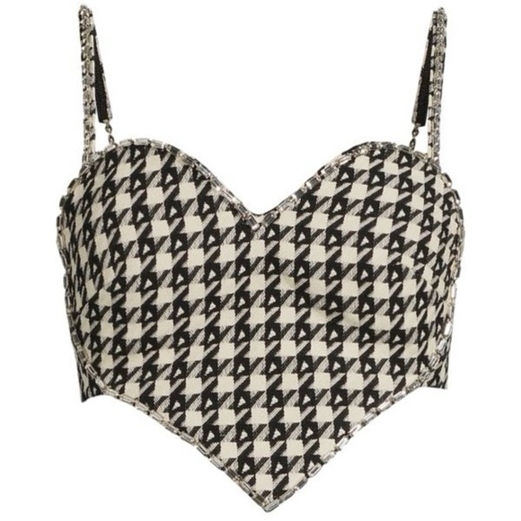 AREA Houndstooth Heart Wool Blend Crop Top size 0 - Picture 1 of 6